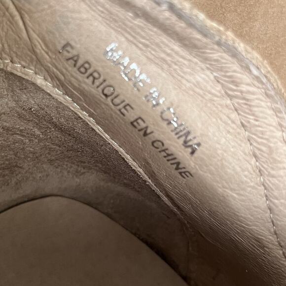 Jeffrey Campbell Rosalee Ankle Boots Women's 9 Suede Pull On Chunky Heel Beige - Picture 12 of 12